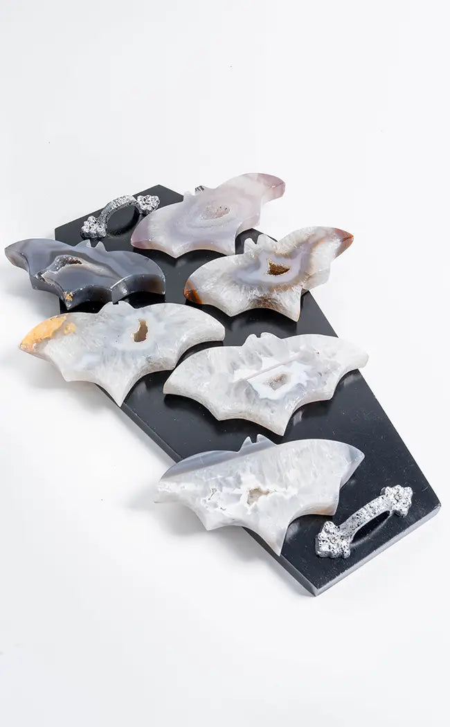 Stunning XL Agate Bats with Druzy Caves