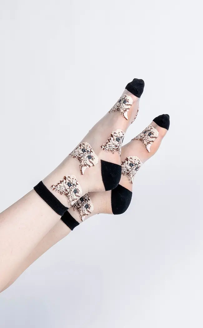 Superstitions Sheer Crew Socks-Gothic Hosiery-Tragic Beautiful