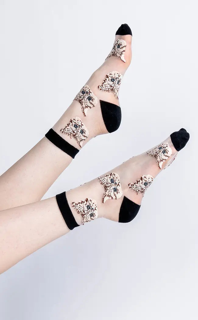 Superstitions Sheer Crew Socks-Gothic Hosiery-Tragic Beautiful