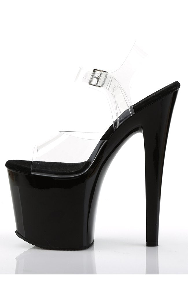 TABOO-708 Clear & Black Heels-Pleaser-Tragic Beautiful