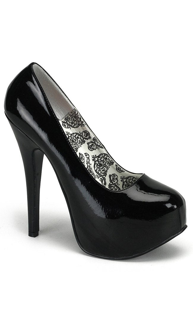 TEEZE-06 Blk Pat Heels-Bordello-Tragic Beautiful