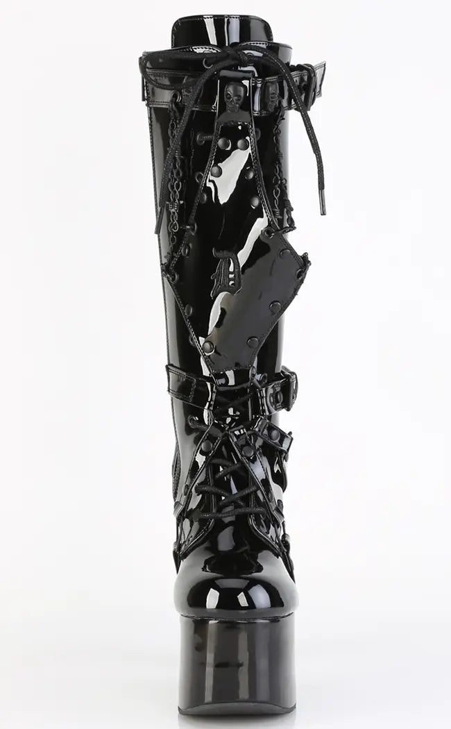 TORMENT-218 Black Patent Knee-High Boots