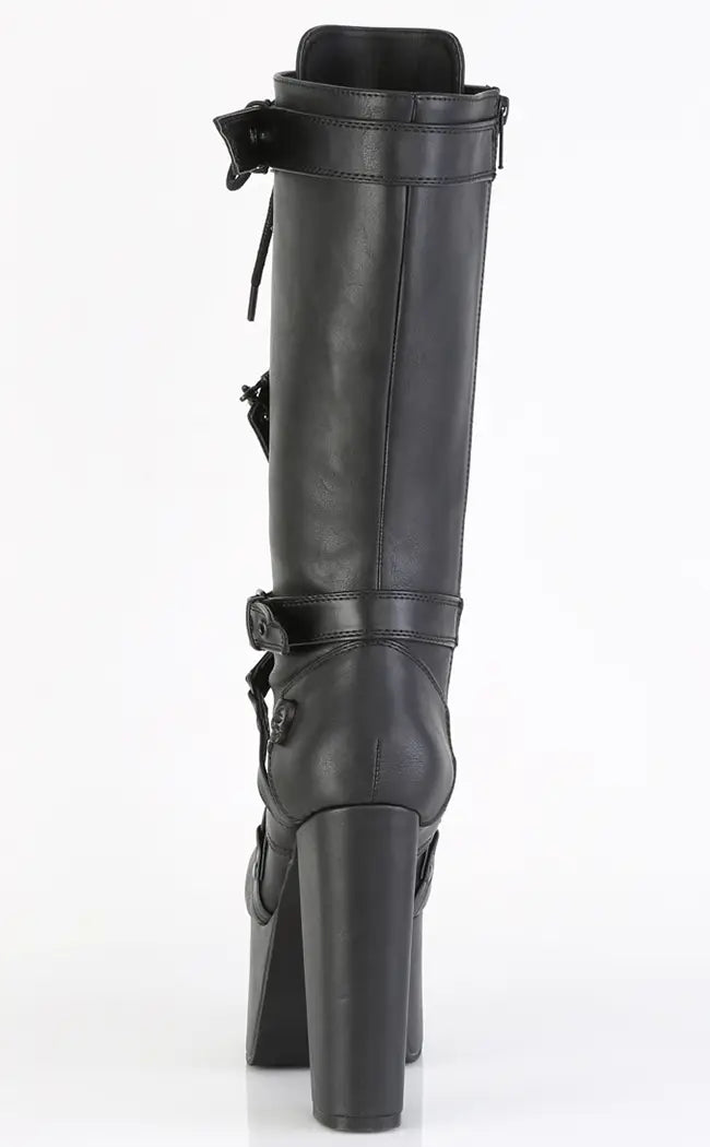 TORMENT-218 Black Vegan Leather Knee-High Boots