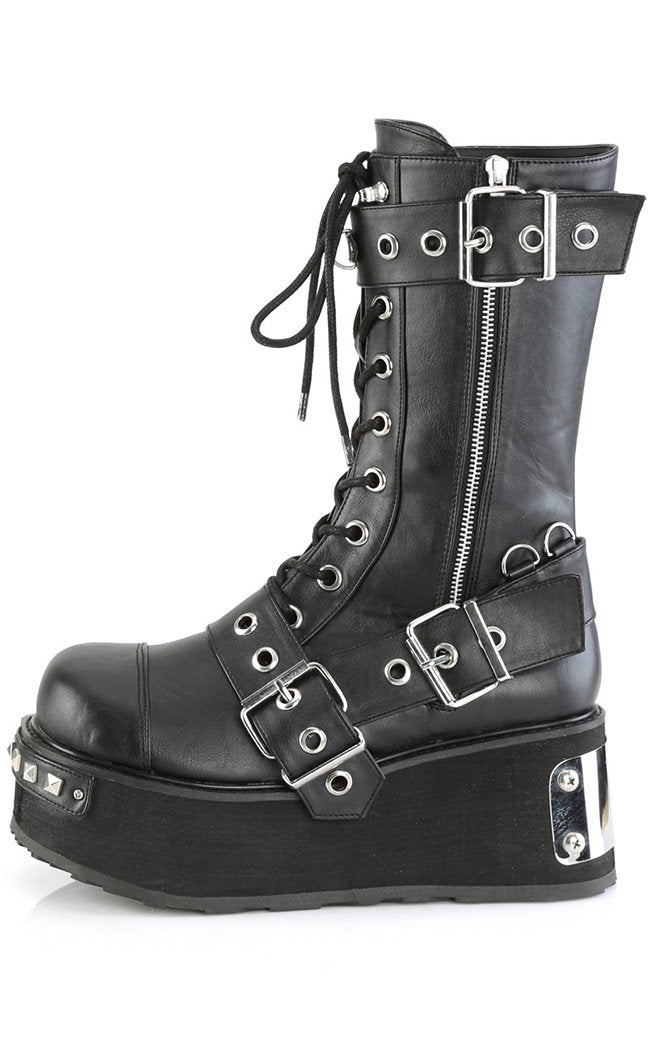 TRASHVILLE-250 Black Vegan Leather Boots-Demonia-Tragic Beautiful