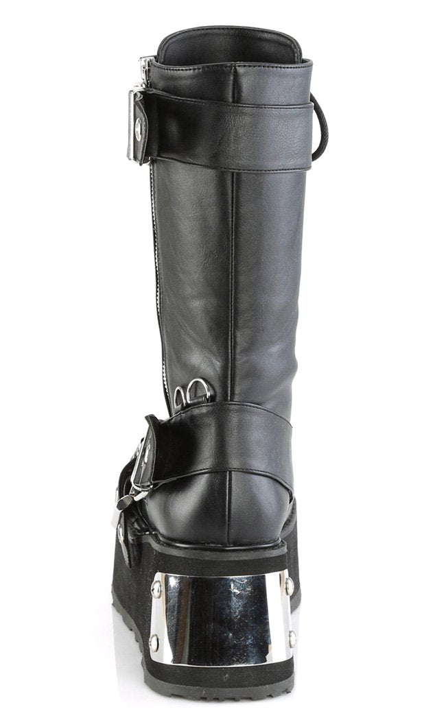 TRASHVILLE-250 Black Vegan Leather Boots-Demonia-Tragic Beautiful