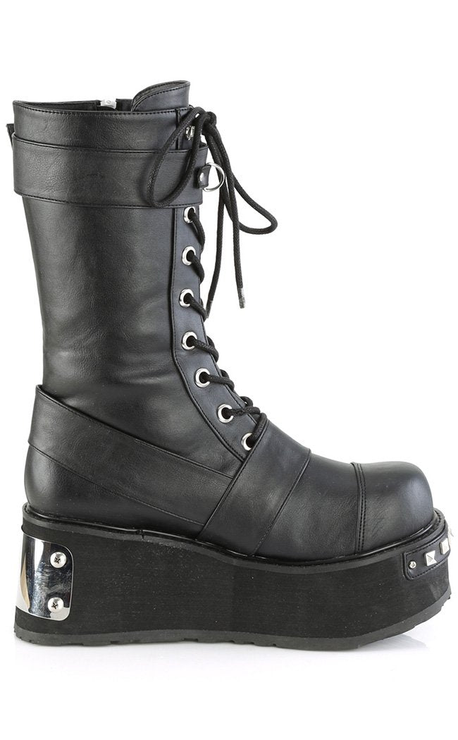 TRASHVILLE-250 Black Vegan Leather Boots-Demonia-Tragic Beautiful