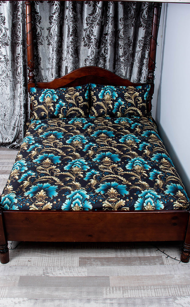 Teal Rococo Quilt Cover Set & Pillowcases-Drop Dead Gorgeous-Tragic Beautiful