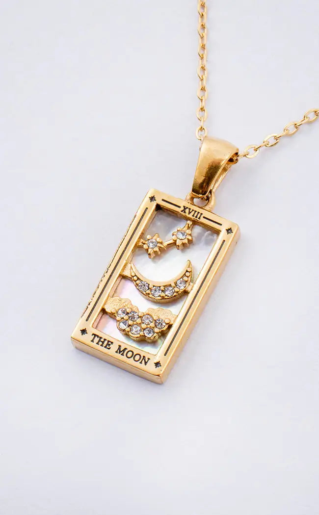 The Moon Tarot Necklace | 18K Gold-Gothic Jewellery-Tragic Beautiful