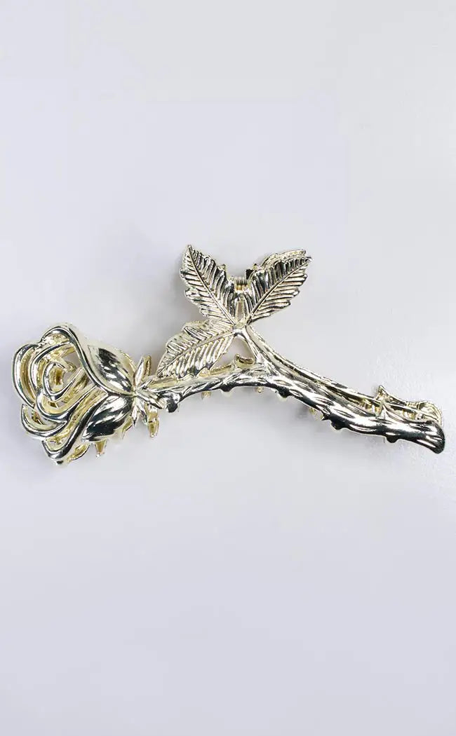 Thorns Rose Hair Claw Clip | Silver or Gold-Gothic Jewellery-Tragic Beautiful