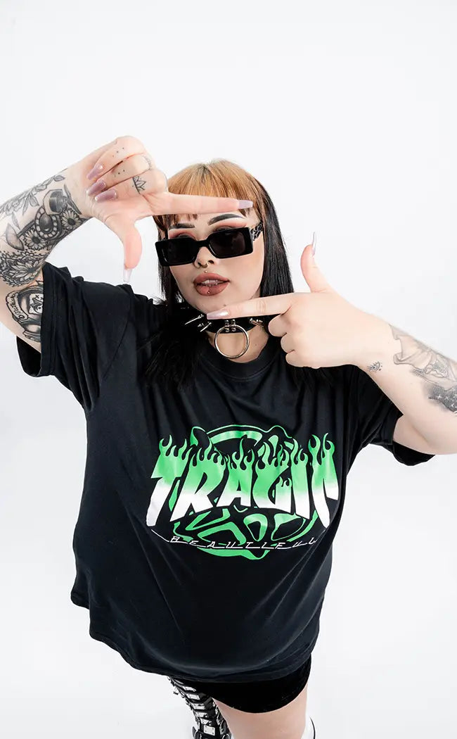 Tragic Sk8r Green Oversized T-Shirt | Plus Size