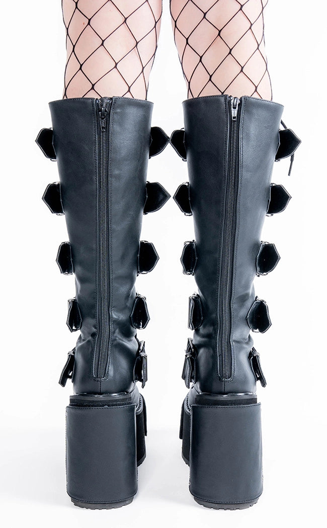 Transformer-800 Black Platform Knee High Boots