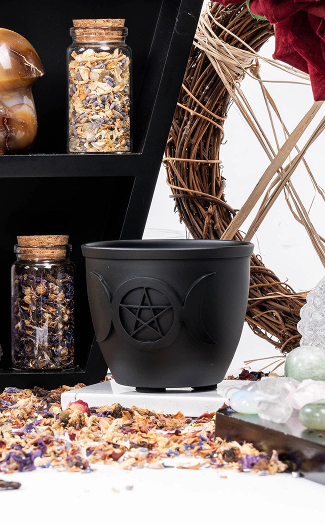 Triple Moon Cleansing Bowl-Witchcraft Supplies-Tragic Beautiful