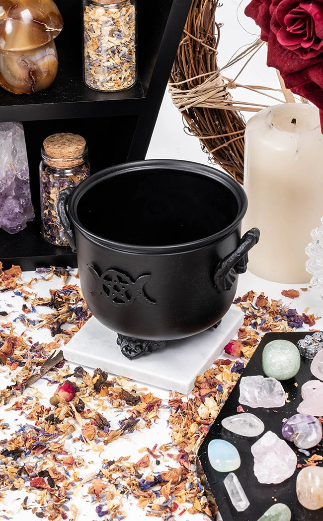 Triple Moon Ritual Incense Cauldron-Cauldrons-Tragic Beautiful
