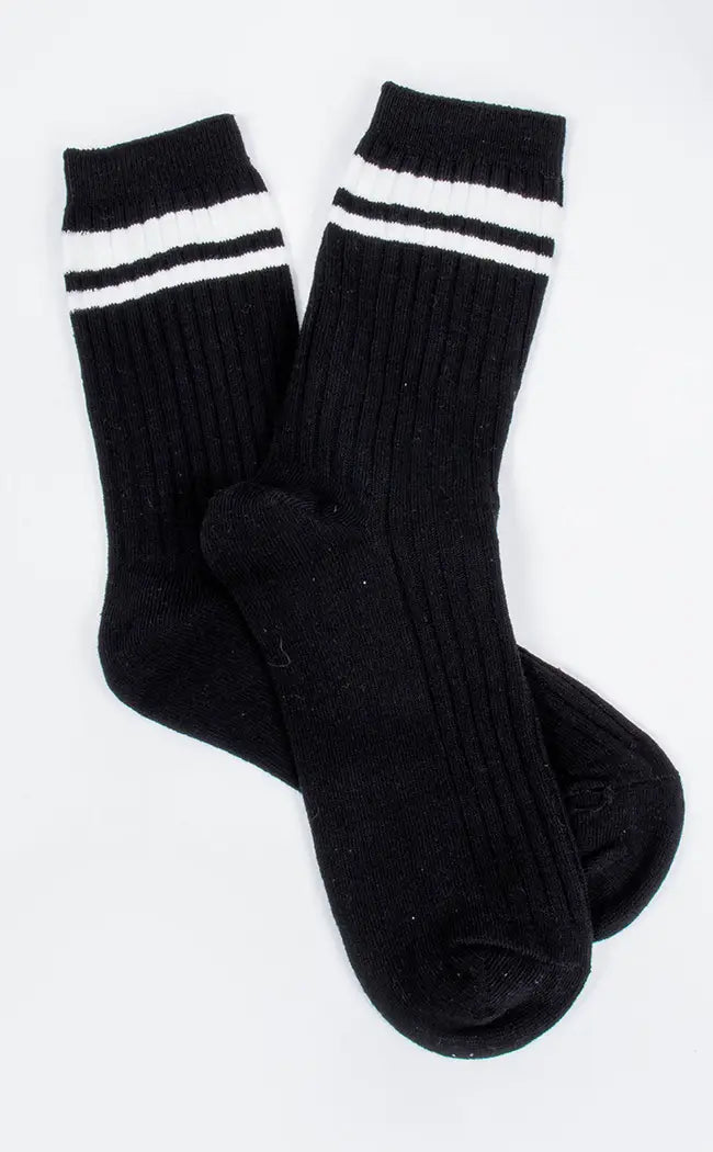 Trixy Crew Socks-Cold Black Heart-Tragic Beautiful