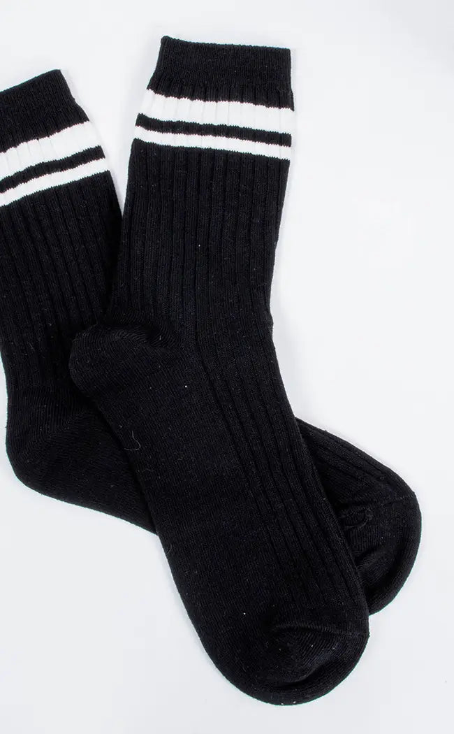 Trixy Crew Socks-Cold Black Heart-Tragic Beautiful