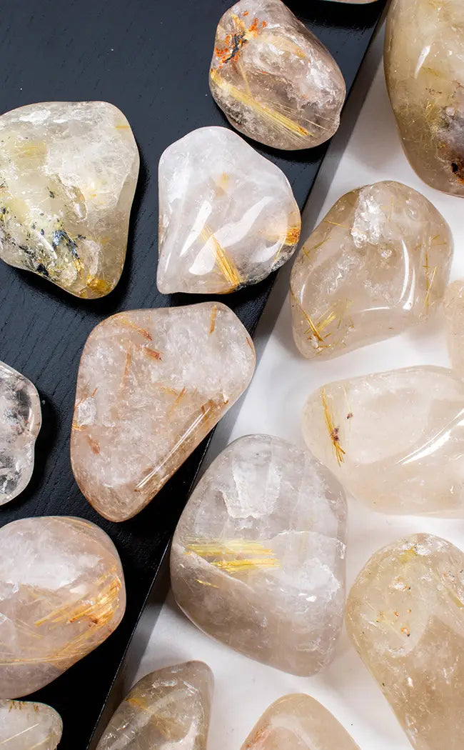 Tumbled Stones | Golden Rutilated Quartz-Tumble Stones-Tragic Beautiful