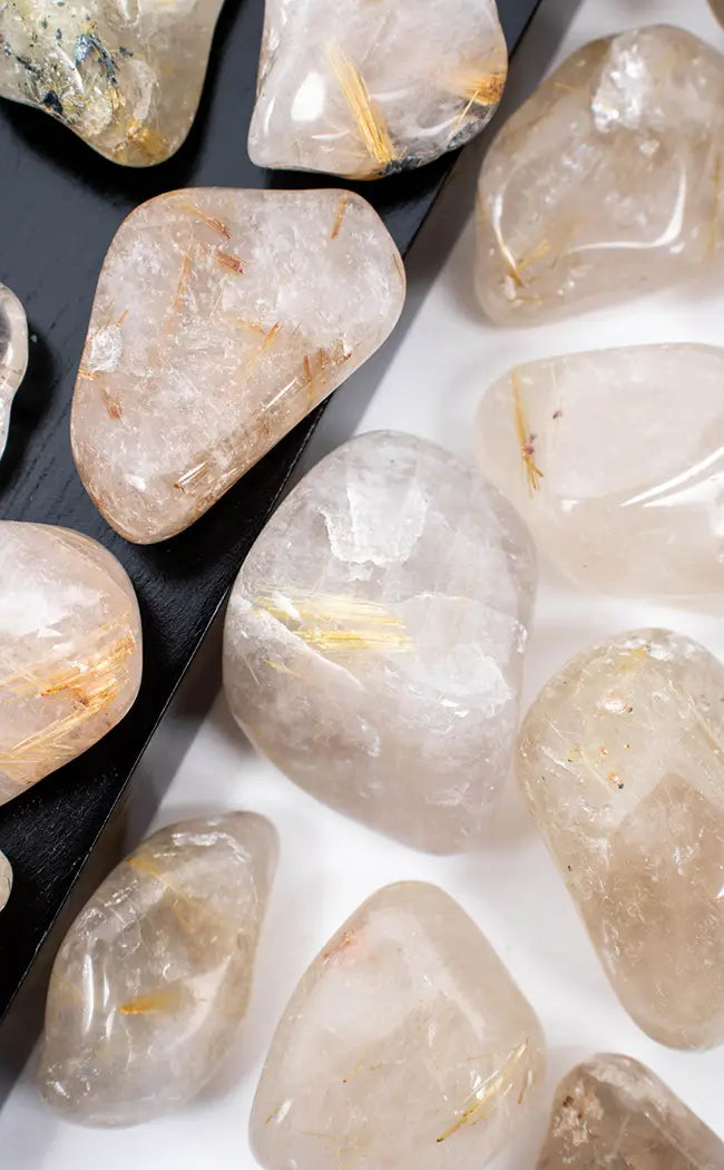 Tumbled Stones | Golden Rutilated Quartz-Tumble Stones-Tragic Beautiful