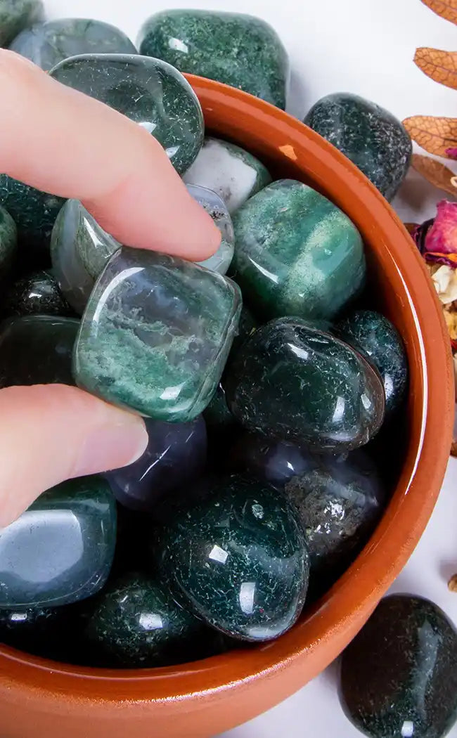 Tumbled Stones | Moss Agate-Crystals-Tragic Beautiful