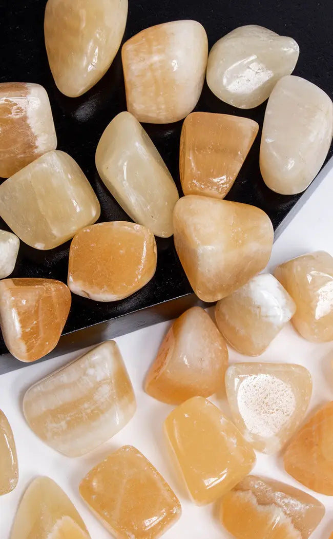 Orange Calcite Tumbled Stones Witchy Crystals Energy Healing