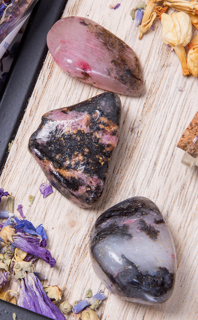 Tumbled Stones | Rhodonite-Crystals-Tragic Beautiful