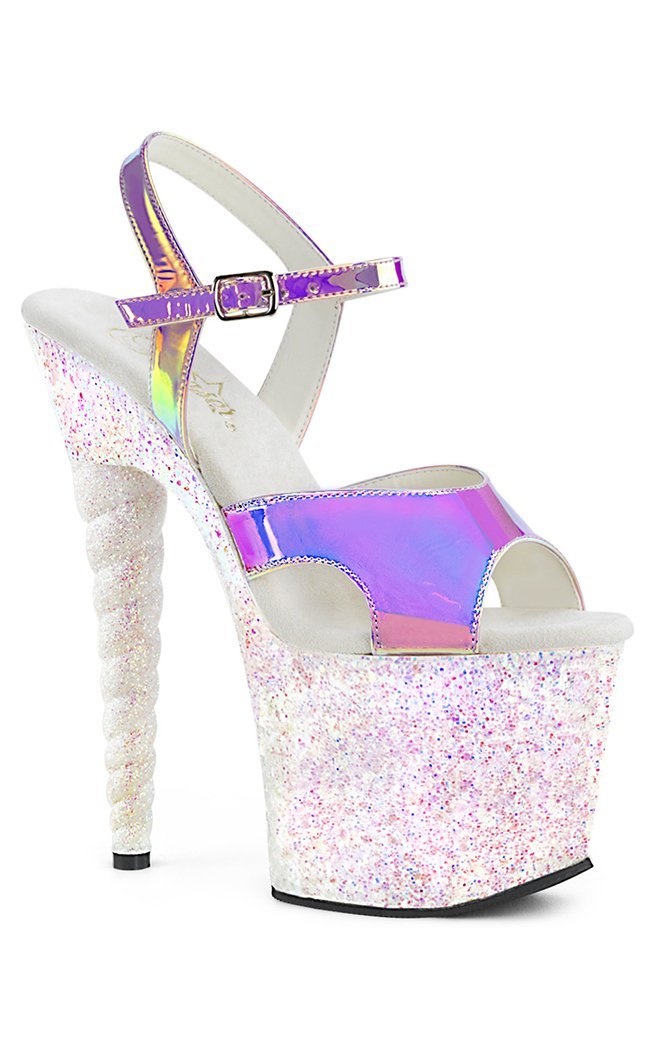 UNICORN-711LG Purple Hologram and Glitter Heels-Pleaser-Tragic Beautiful