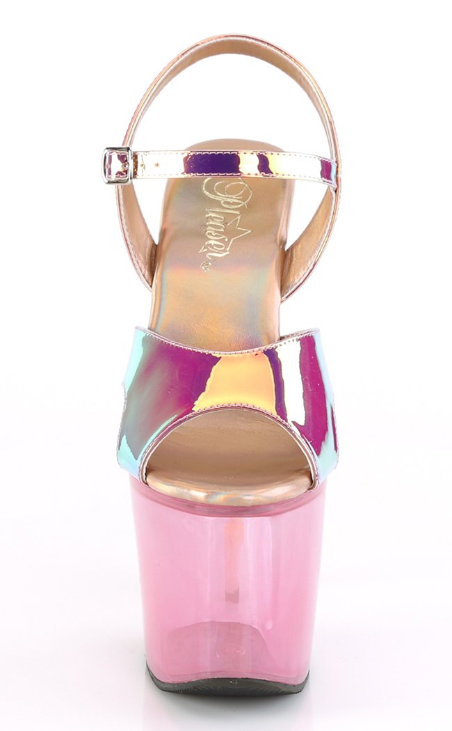 UNICORN-711T Pink Shifting TPU/ Bubblegum Pink Tinted Heels-Pleaser-Tragic Beautiful