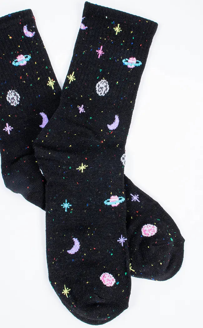 Under The Stars Crew Socks-Cold Black Heart-Tragic Beautiful