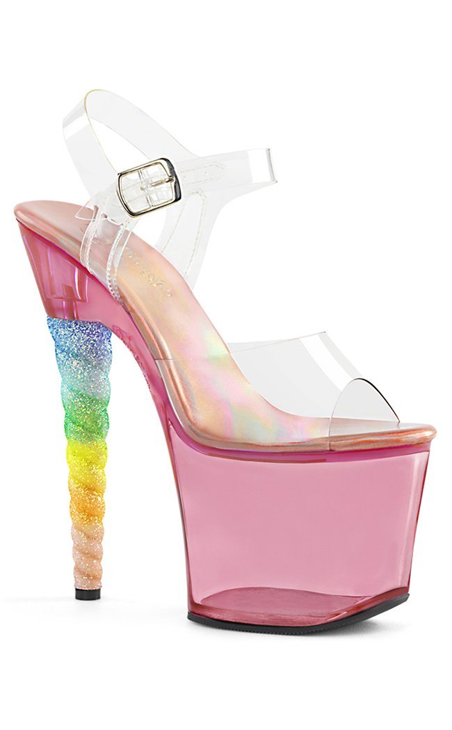 Unicorn-708T Clear Pink Tinted Heels-Pleaser-Tragic Beautiful