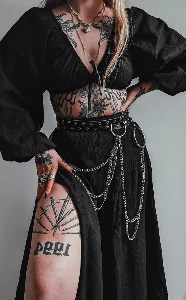 Unleashed O-Ring & Chains Leather Belt | XS-6XL