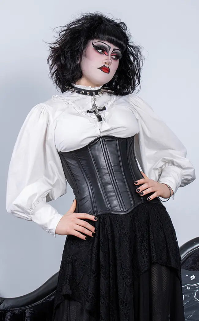 Valkyrie Leather Underbust Corset-Hexxxed Intimates-Tragic Beautiful