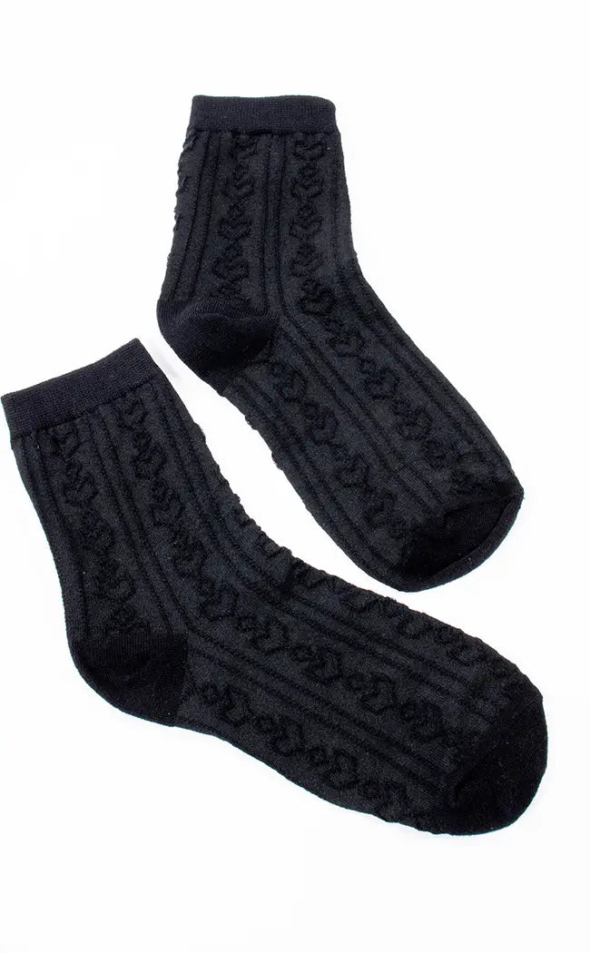 Vespera Black Crew Socks