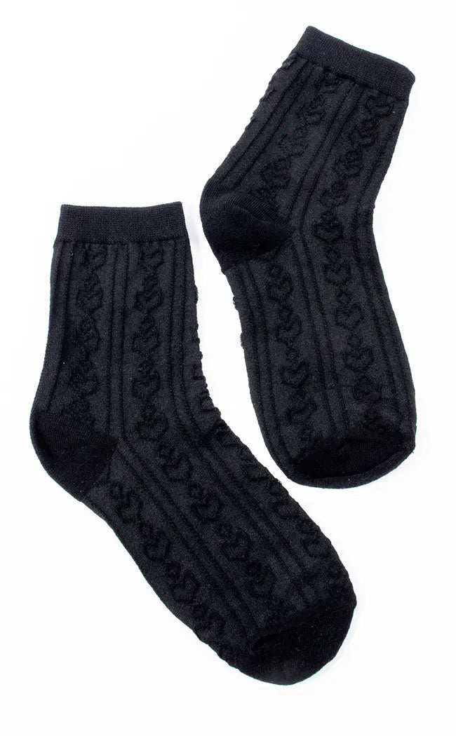 Vespera Black Crew Socks