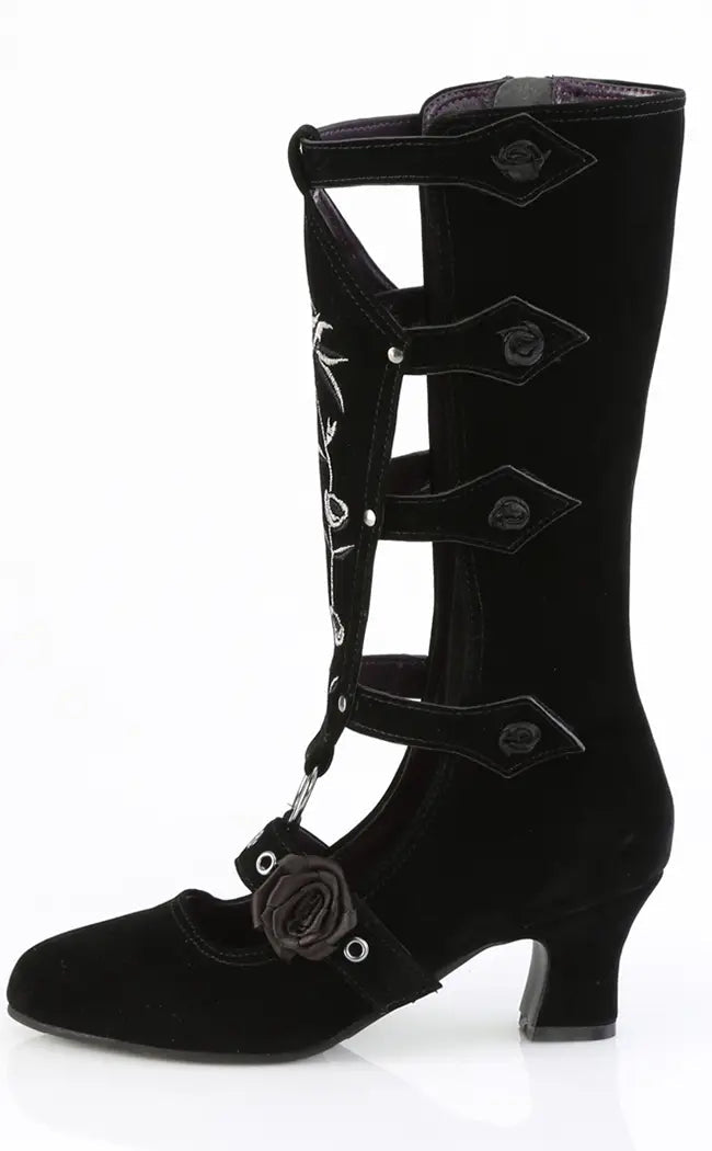 WHIMSY-118 Black Suede Mid-Calf Boots