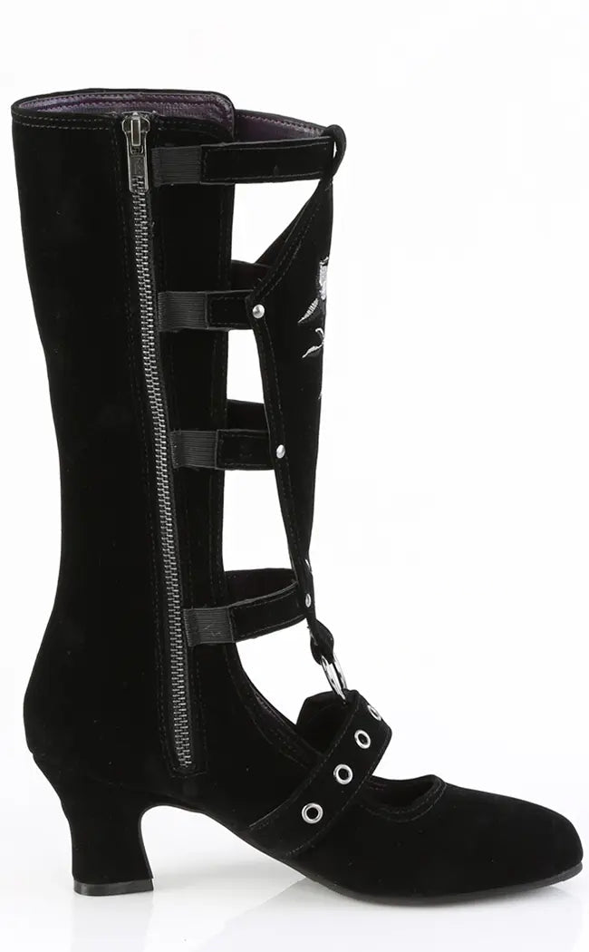 WHIMSY-118 Black Suede Mid-Calf Boots