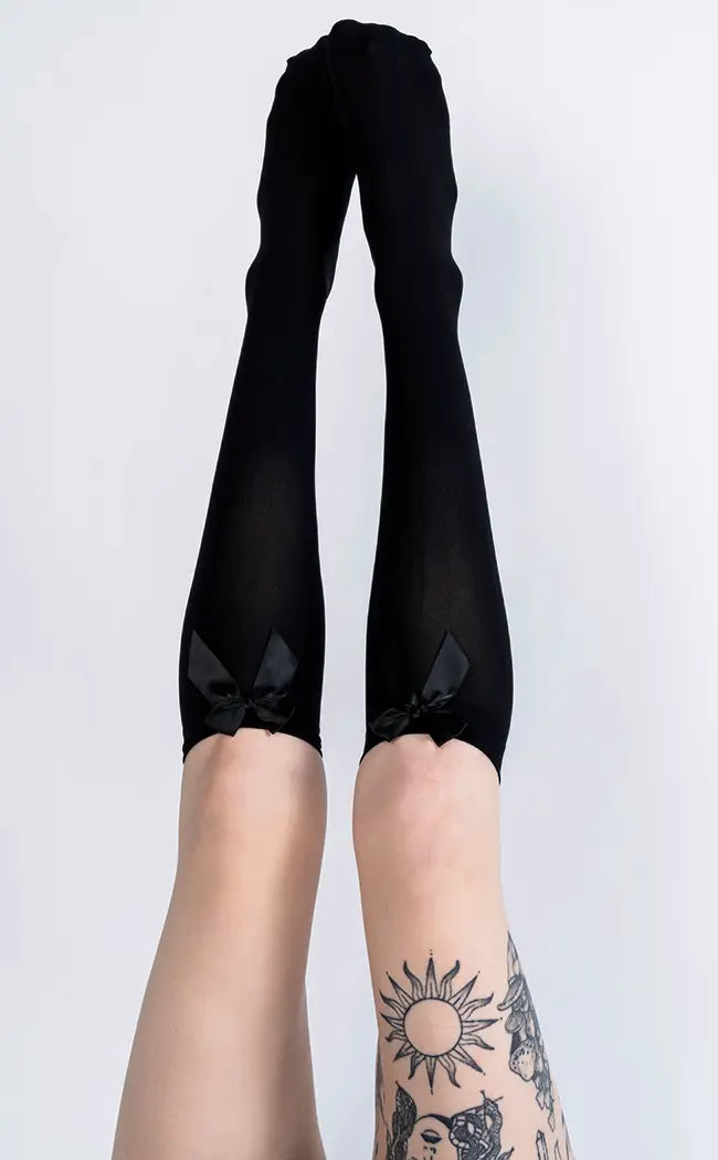 Wildest Dreams Black Knee High Stockings-Gothic Hosiery-Tragic Beautiful