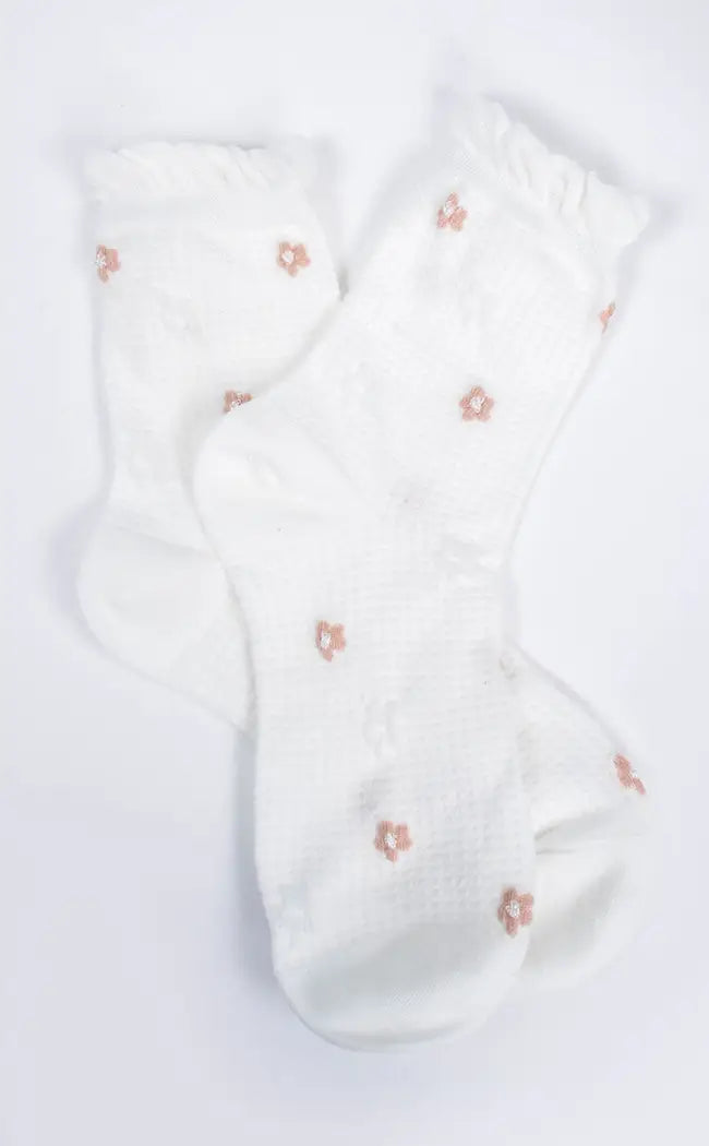 Winter Florals Crew Socks-Cold Black Heart-Tragic Beautiful