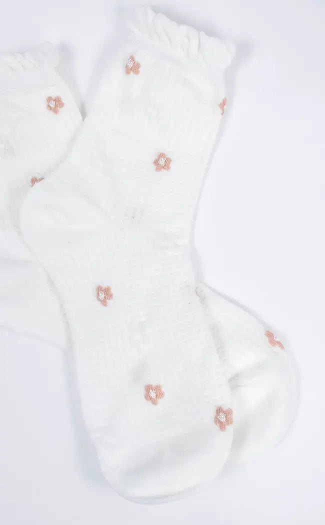 Winter Florals Crew Socks-Cold Black Heart-Tragic Beautiful