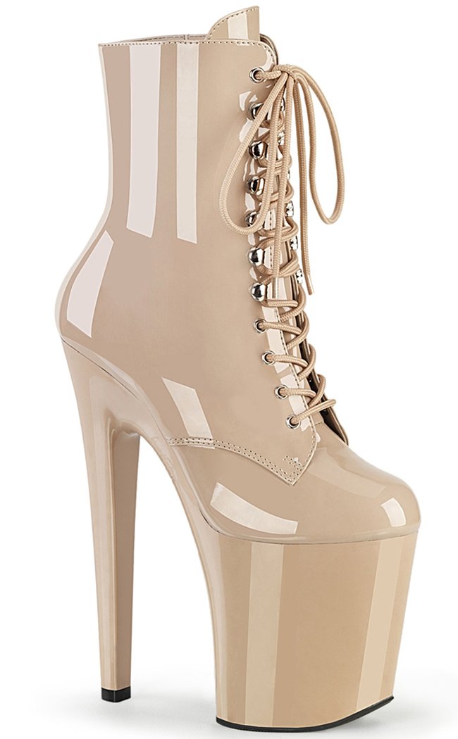 XTREME-1020 Nude Patent Ankle Boots-Pleaser-Tragic Beautiful