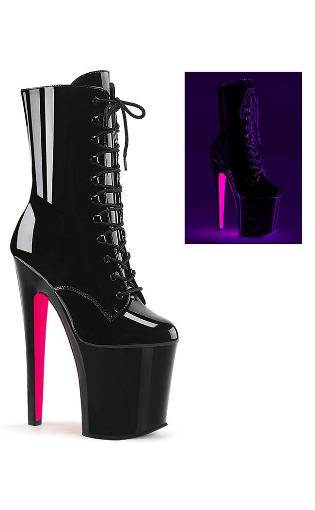 XTREME-1020TT Black/Neon Pink Ankle Boots-Pleaser-Tragic Beautiful