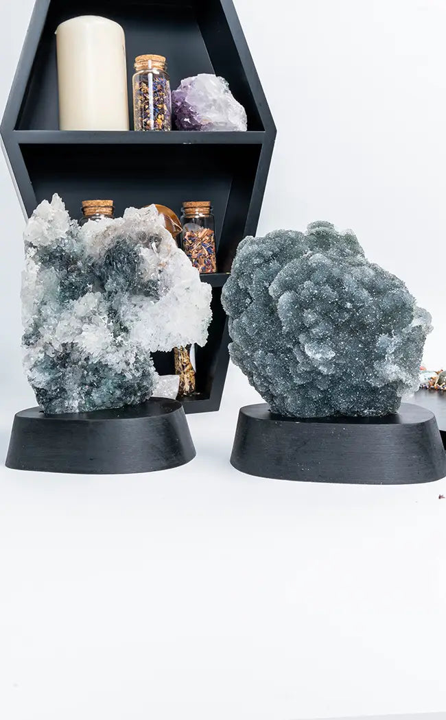 XXL Amethyst Flower Clusters On Wooden Base-Crystals-Tragic Beautiful