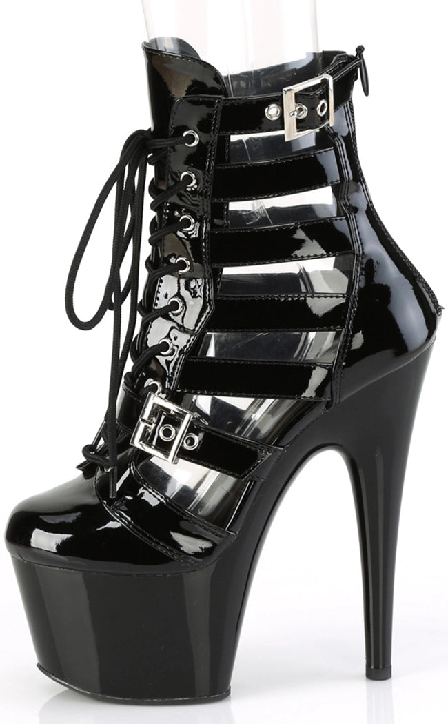 ADORE-1013MST Black Patent Ankle Boots