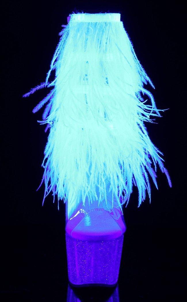 ADORE-1017MFF White Marabou / Clear Ankle Boots-Pleaser-Tragic Beautiful