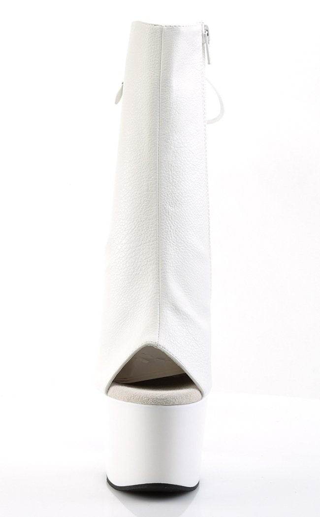 ADORE-1018 White Faux Leather Ankle Boots-Pleaser-Tragic Beautiful