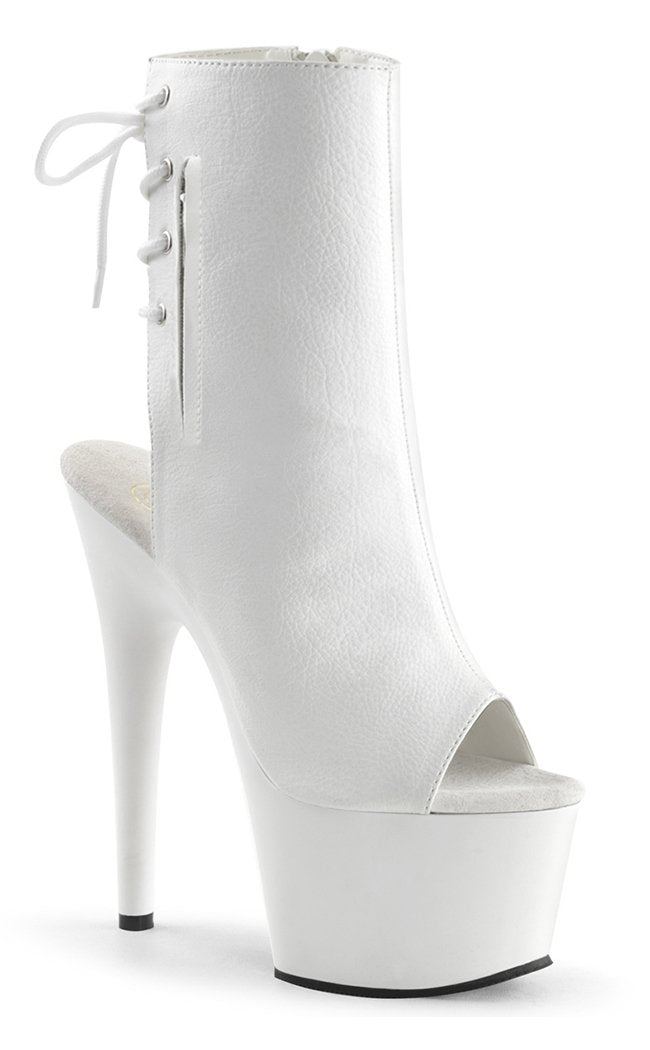 ADORE-1018 White Faux Leather Ankle Boots-Pleaser-Tragic Beautiful