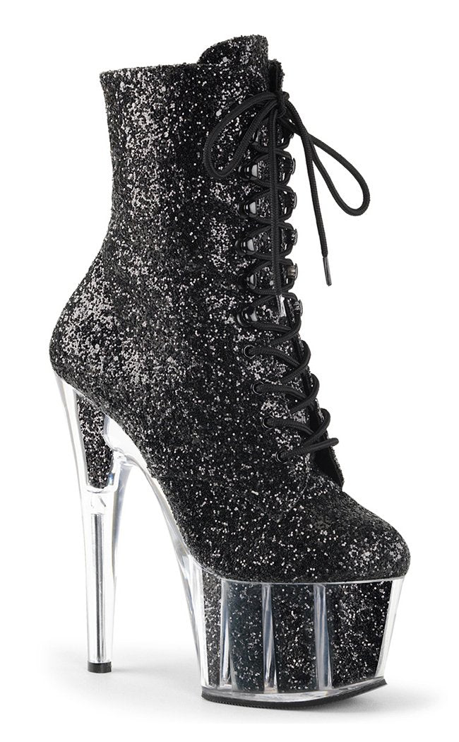 ADORE-1020G Black Glitter Ankle Boots-Pleaser-Tragic Beautiful
