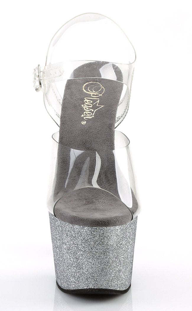 ADORE-708OMBRE Silver Black Ombre Heels-Pleaser-Tragic Beautiful