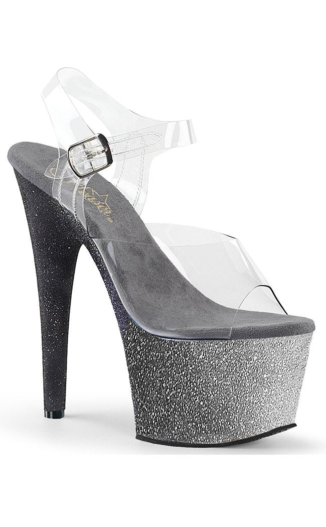 ADORE-708OMBRE Silver Black Ombre Heels-Pleaser-Tragic Beautiful