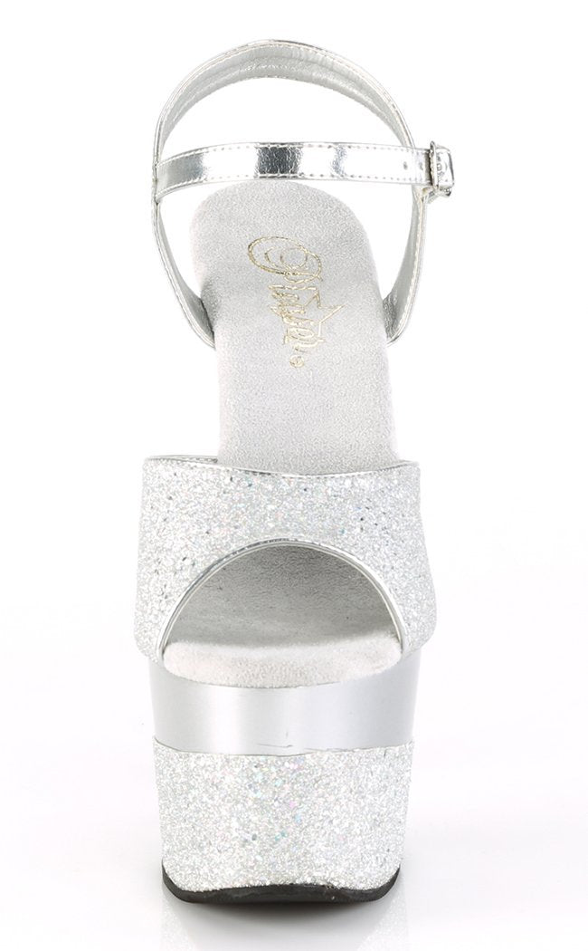 ADORE-709-2G Silver Glitter Heels-Pleaser-Tragic Beautiful