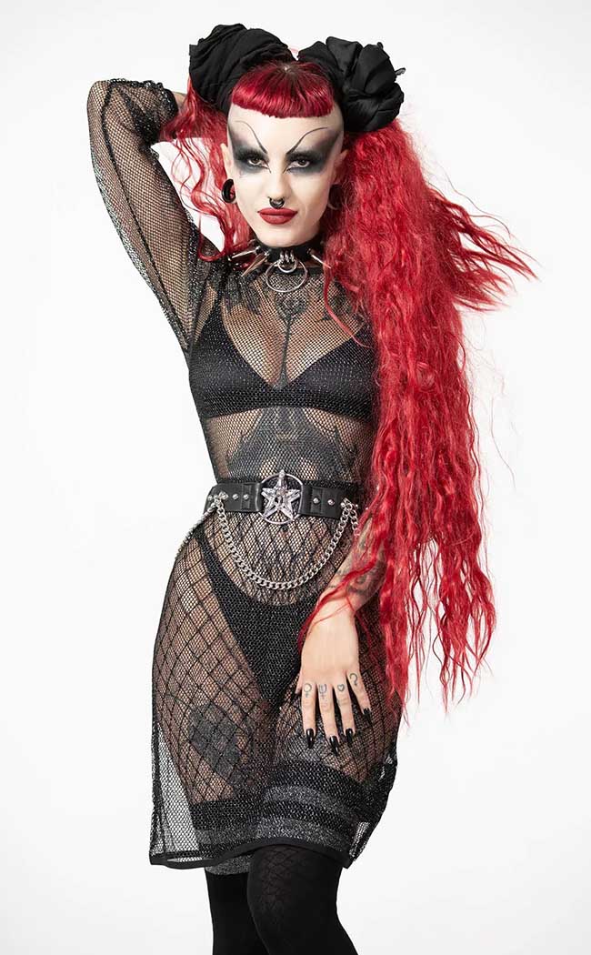 green emerald velvet dress Surreal Studded Crotchet Fishnet Dress #SW169  GRAY FASHION