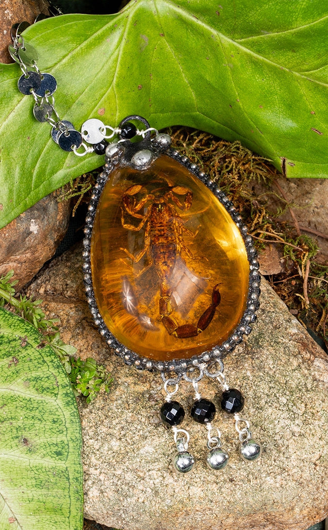 Anathema Vintage Resin Scorpion Necklace Crystal Boho Jewellery